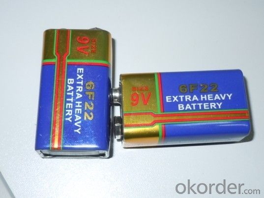 Extra Long Life super heavy duty battery 6F22 9V / Carbon Zinc battery