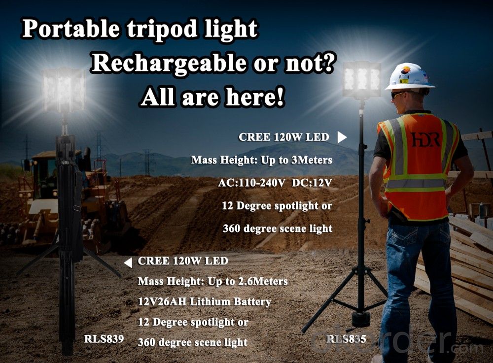 remote area work light  and tripod light 120W for industry