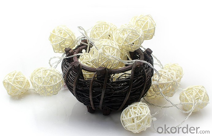 Led Rattan Balls Multicolor Cotton String Lights for Outdoor String Lights