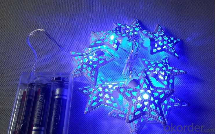Blue Color Copper Wire LED Christmas Star String Light