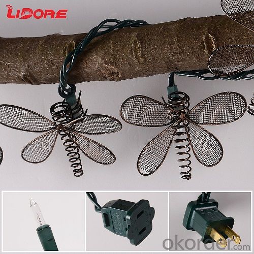Christmas and Holiday Decoration Battery-Operated Dragonfly Shaped LED Light String