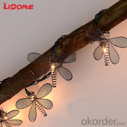 Christmas and Holiday Decoration Battery-Operated Dragonfly Shaped LED Light String