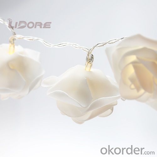 Battery Operated LED Fairy String Lights White Rose LED for Party, Wedding