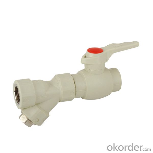 B Type plastic ball valve with brass core and sing female threaded  filter