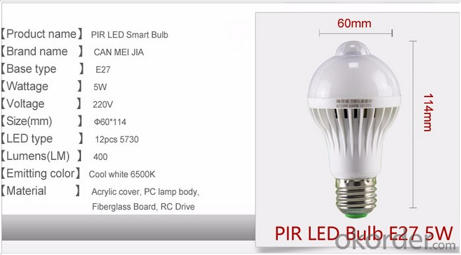Powerful Energy Led Lamp 220V With Motion Sensor 9w