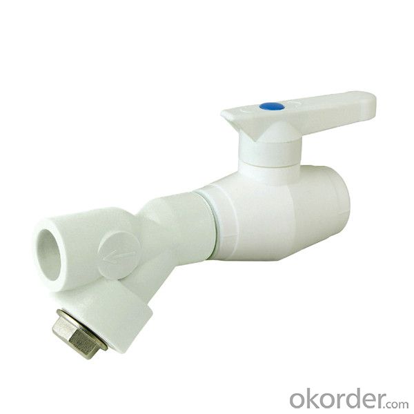 C type plastic ball valve with brass core and filter