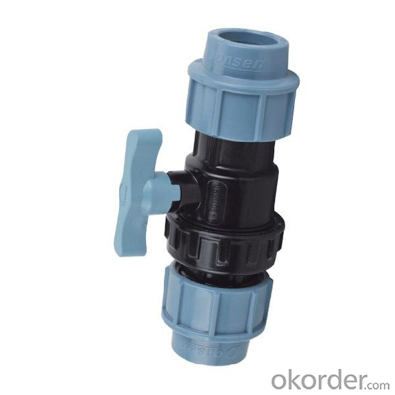 PVC Double union ball valve with SPT Brand