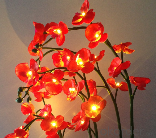 Pink Decorative LED PU Natural Artificial Butterfly Orchid Flower Light