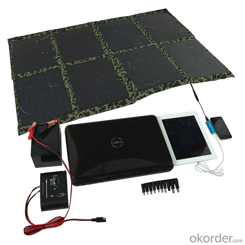 130W Folding Solar Panel with Flexible Supporting Legs for Camping