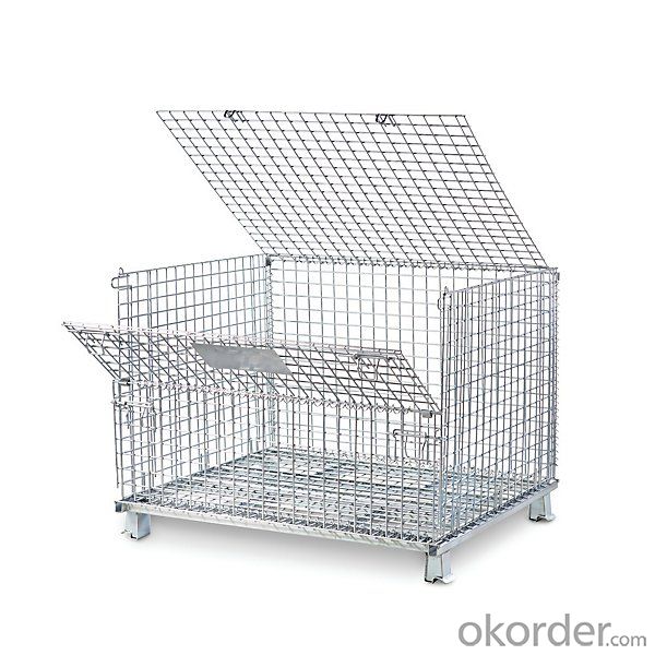 Warehouse Metal Folding Storage Wire Mesh Cage Container