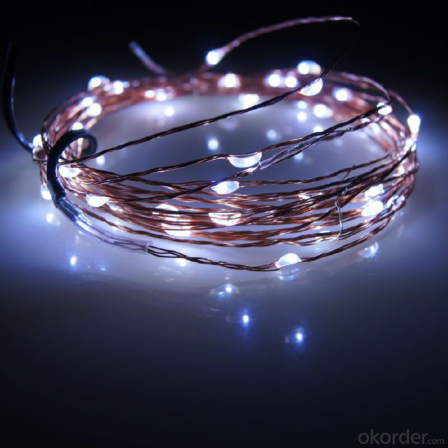 Cold White Battery Operated LED Copper Wire String Lights for  Holidays Party Wedding Decoration
