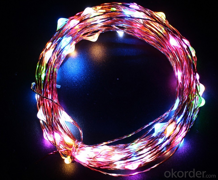 Pink Copper Wire Outdoor Led String Christmas Lights with Remote Control and Power Supply