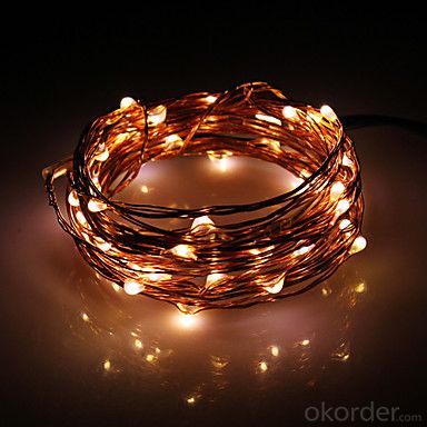Orange Fairy Copper Wire Outdoor Led String Christmas Lights with Remote Control and Power Supply