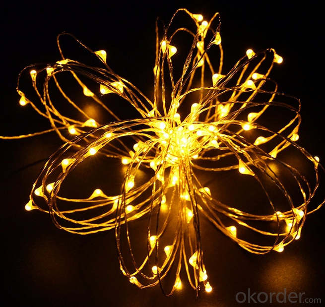 Yellow Battery Operated LED Copper Wire String Lights for  Holidays Party Wedding Decoration
