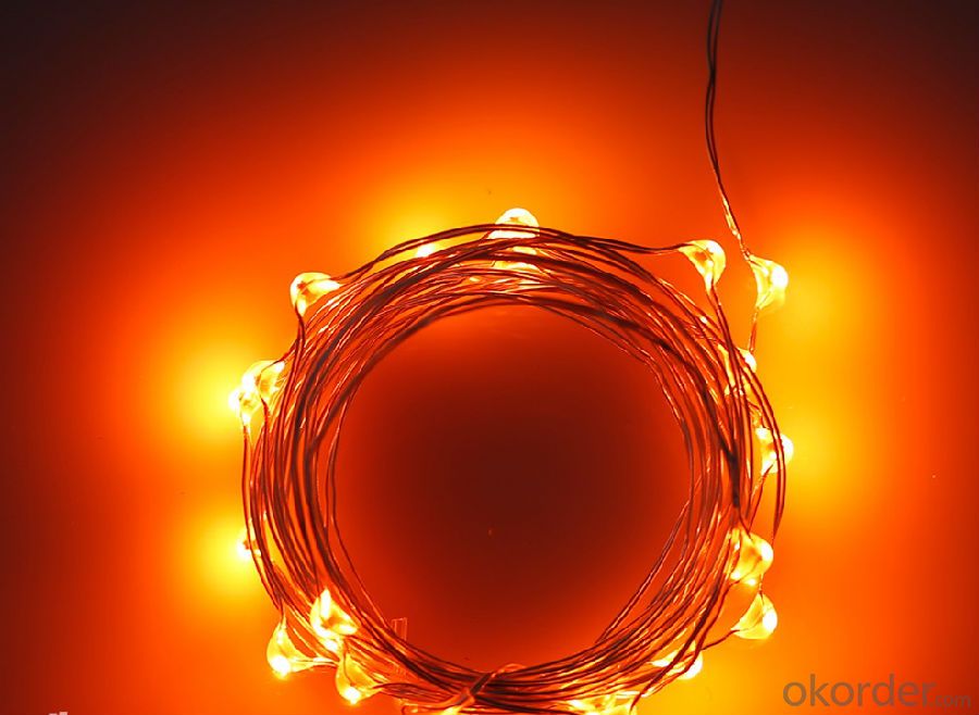 Orange Battery Operated LED Copper Wire String Lights for  Holidays Party Wedding Decoration