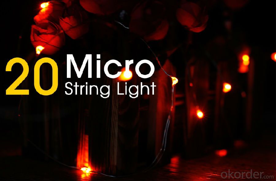 Orange Battery Operated LED Copper Wire String Lights for  Holidays Party Wedding Decoration