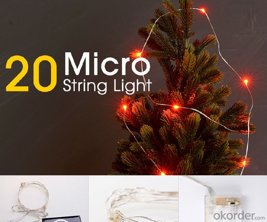 Red Copper Wire Outdoor Led String Christmas Lights with Remote Control and Power Supply