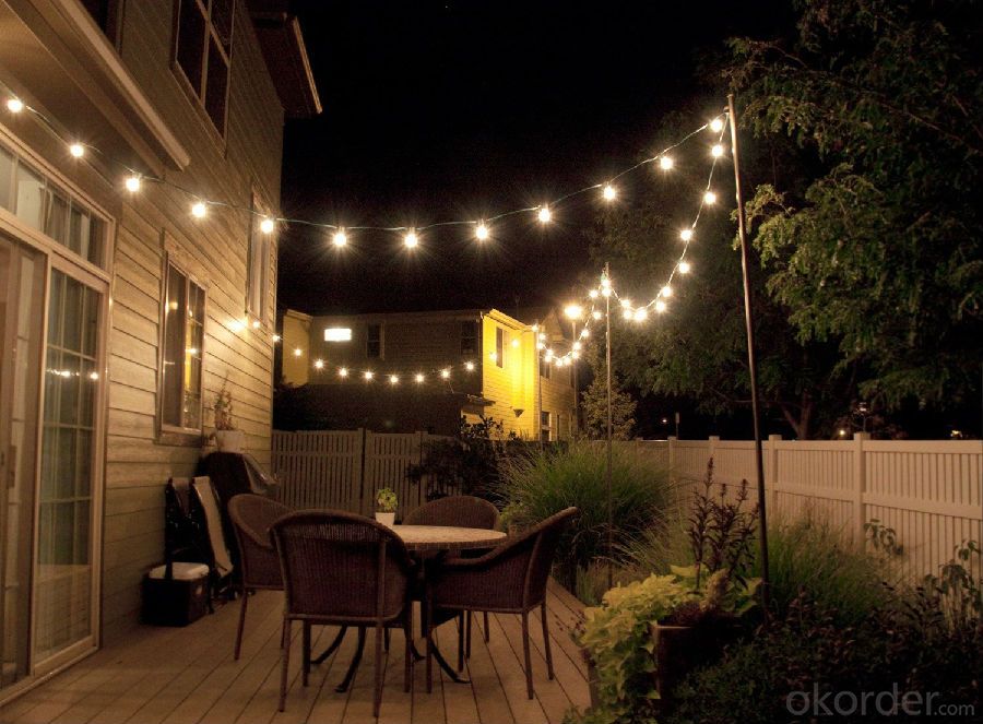Globe String Lights with G40 Bulbs UL Listed with 25 G40 Bulbs Werproof End to End