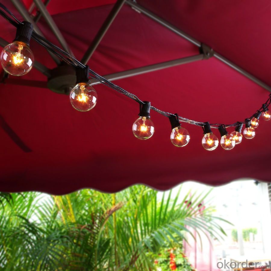 Outdoor Light String Globe Patio String Lights - Light Strings w/ Clear G40 bulbs UL Edison Lights