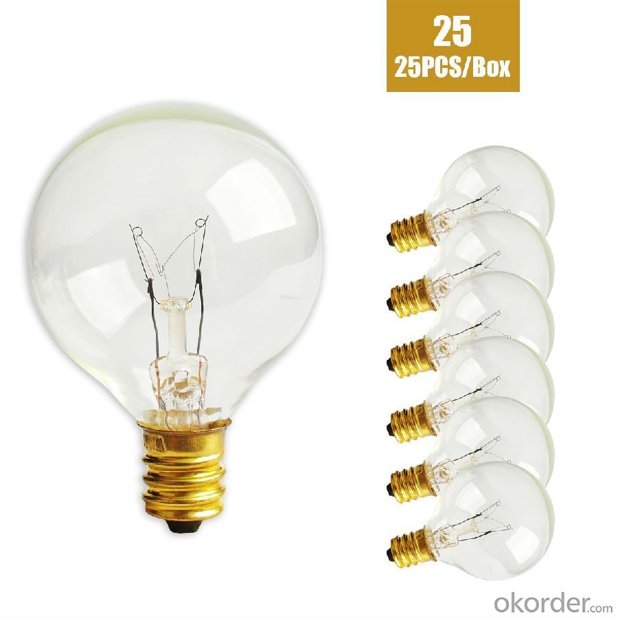 Novelty Lights 25 Pack G40 Outdoor String Light Globe Replacement Bulbs, Clear