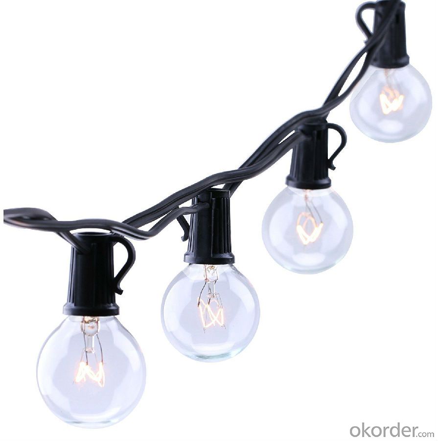 G40 Bulbs Clear Glass Globe Bulbs for Outdoor String Lights E12 Base, Pack of 25