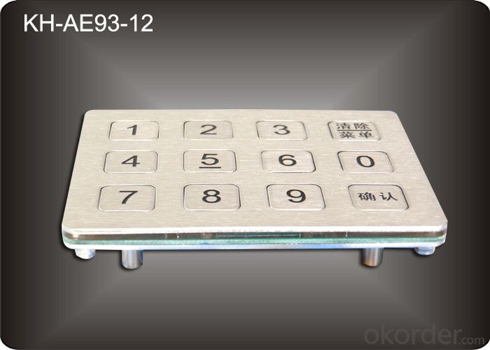 Digital Keypad IP 65 Water - proof Metal Keypad 12 Keys for Vending machine