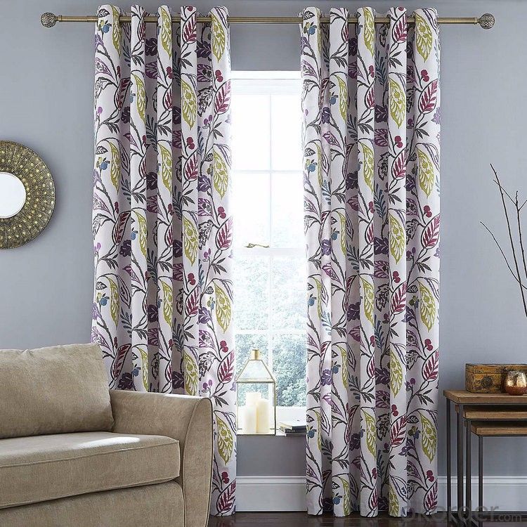 Flower Printed Lined Eyelet Curtains