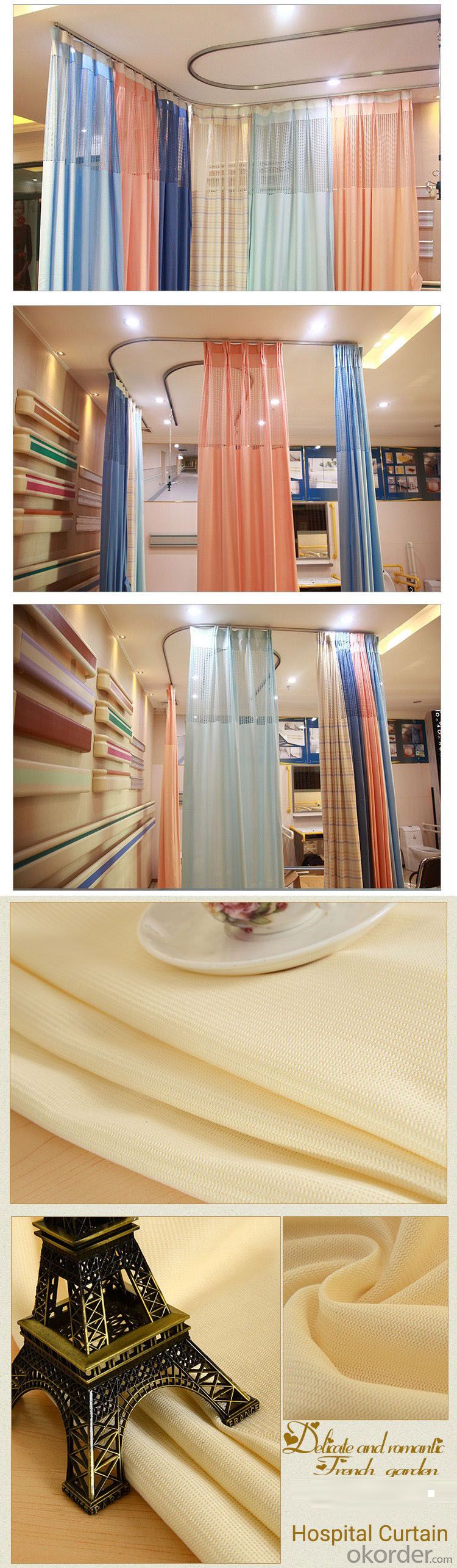 Guangzhou wholesale blue bed cubicle partition medical curtain antibacterial hospital curtain
