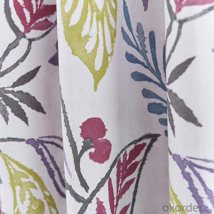 Flower Printed Lined Eyelet Curtains