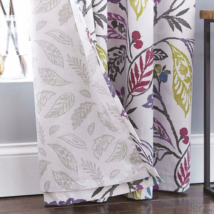 Flower Printed Lined Eyelet Curtains