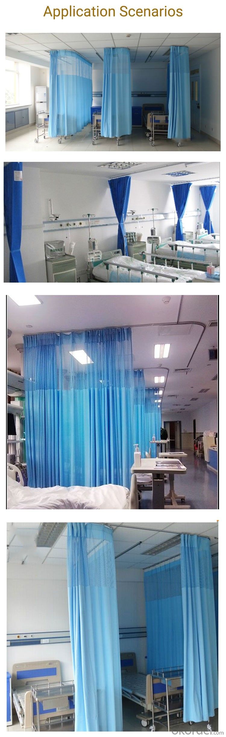 Guangzhou wholesale blue bed cubicle partition medical curtain antibacterial hospital curtain