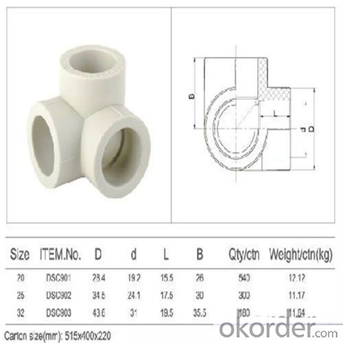PPR Pipe fittings Male Female Brass insert Tee use in Hot&Cold Water