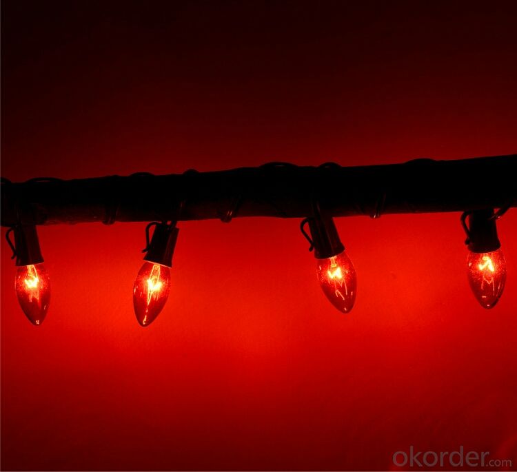 Red C7 LED Bulb Light String for Outdoor Indoor Wedding Festival Party Decoration