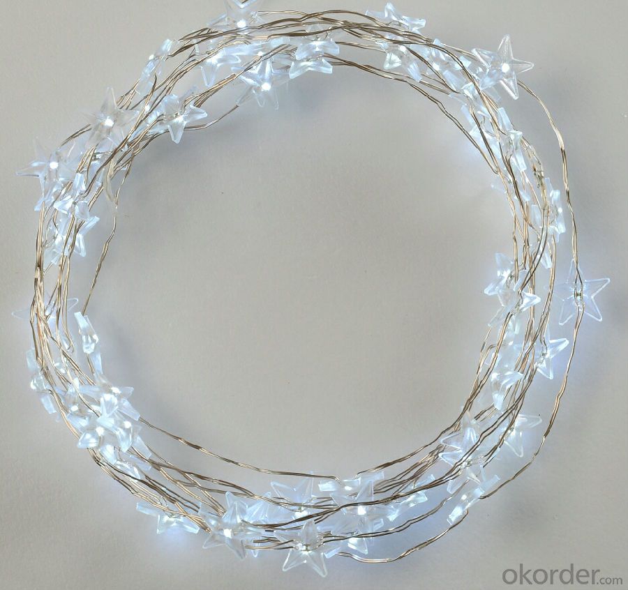 White Star-shaped Copper Wire Bulb String for Outdoor Party Holiday Garden Decoration