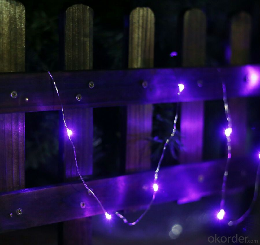 White Purple Copper Wire String Lights for Outdoor Indoor Wedding Christmas Garden Decoration