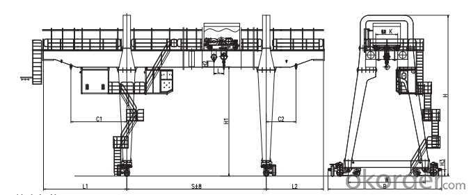 A-Leg Double Girder Gantry Crane with Hook Cap.Cap.5~75t/20t