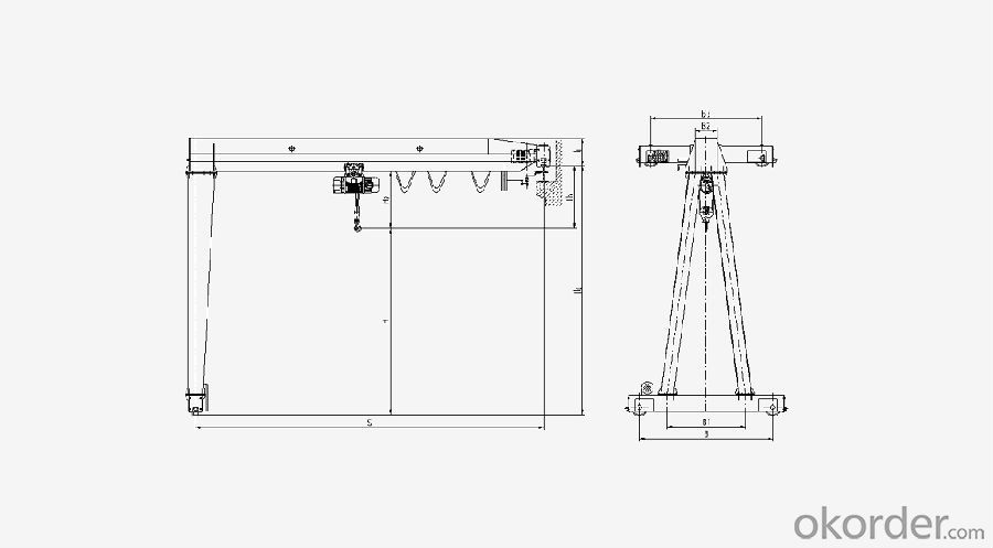 The BMH Type Semi-Portal Crane with Electric Hoist，Crane, Lifting Equipment