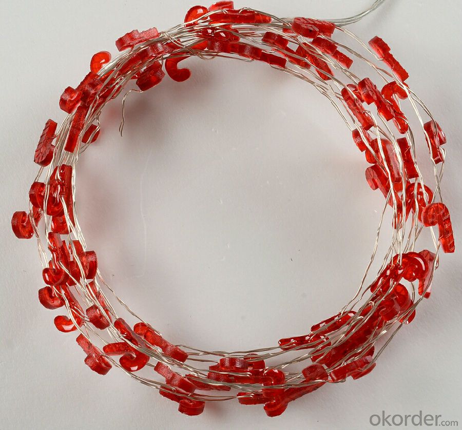 Clear Red Candy Cane Copper Wire String for Outdoor Indoor Christmas Birthday Party Decoration