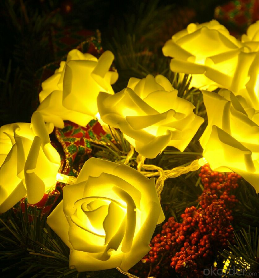 Warm White Rose Led String Lights for Outdoor Indoor Christmas Party Wedding Decoration