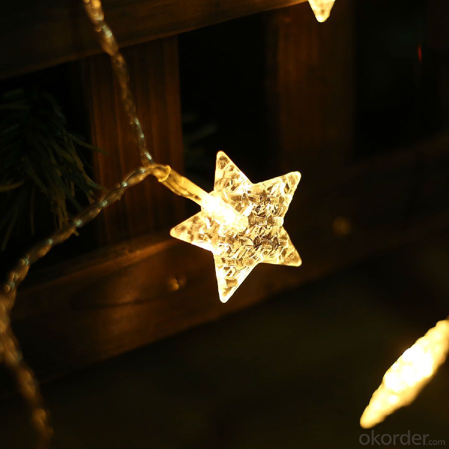 Warm White Star Led String Lights for Outdoor Indoor Christmas Party Garden Decoration