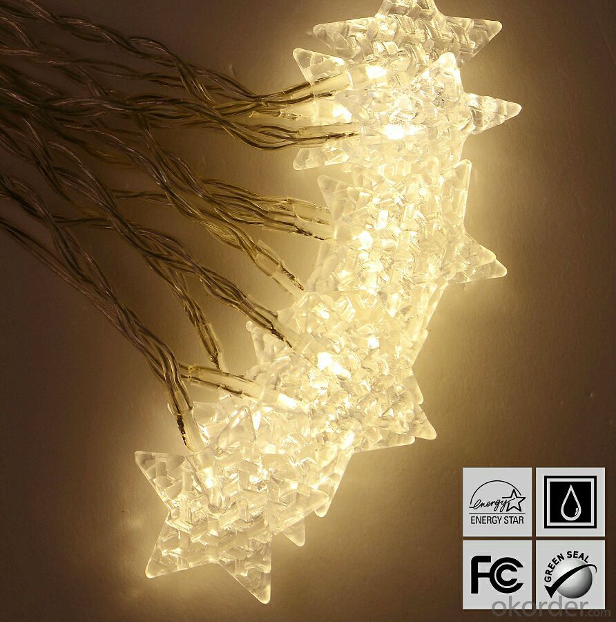 Warm White Star Led String Lights for Outdoor Indoor Christmas Party Garden Decoration