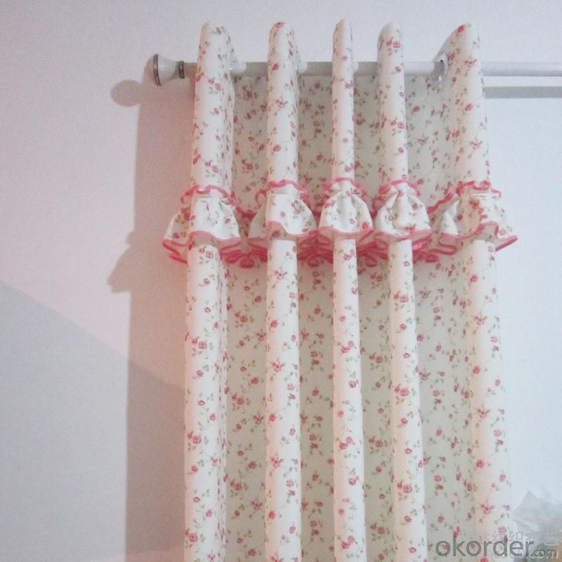 China print flowers curtain with metal track