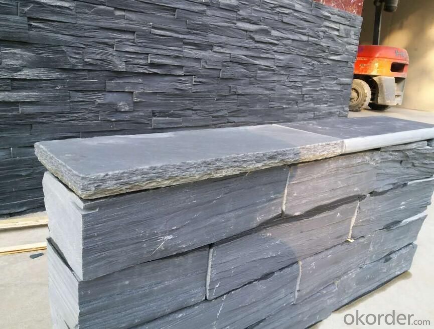 Wall stone panels black slate wall stone cladding ledger panels