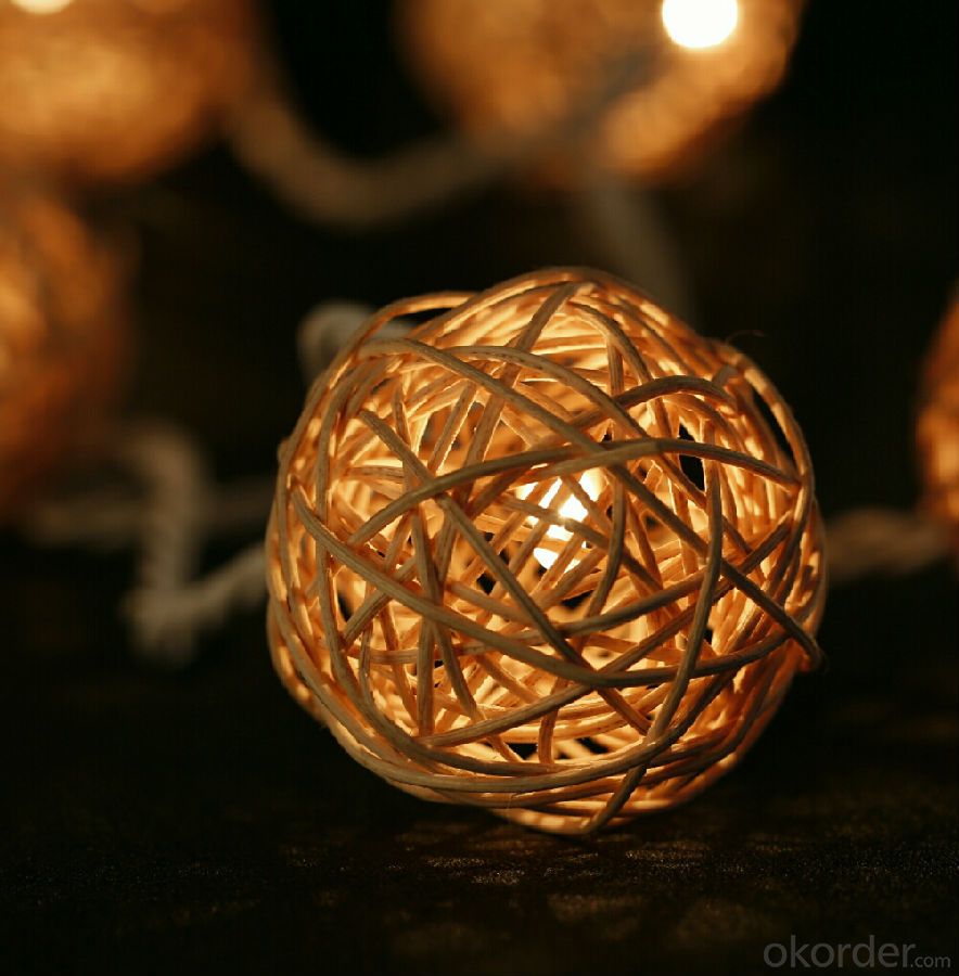Metal House and Rattan Ball Light String for Outdoor Indoor Christmas Holiday Decoration