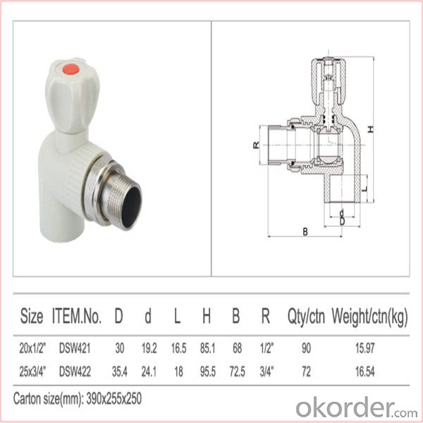 New PP-R Angle Radiator Brass Ball Valve with Durable Quality