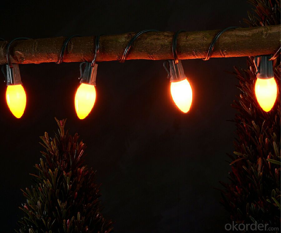 New Yellow C7 LED Incandescent Bulb Light String for Outdoor Indoor Christmas Holiday Decoration