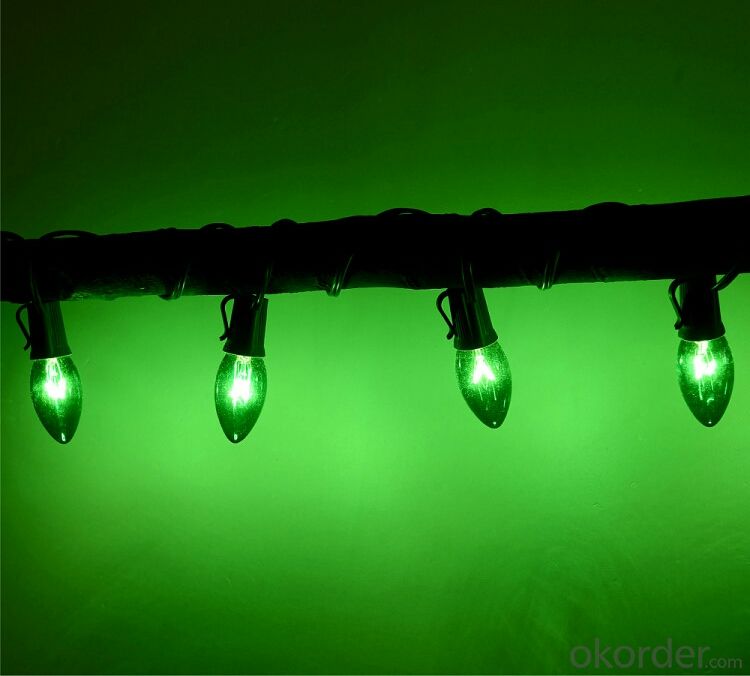 New Green C7 LED Incandescent Bulb Light for Outdoor Indoor Christmas Bar Holiday Decoration