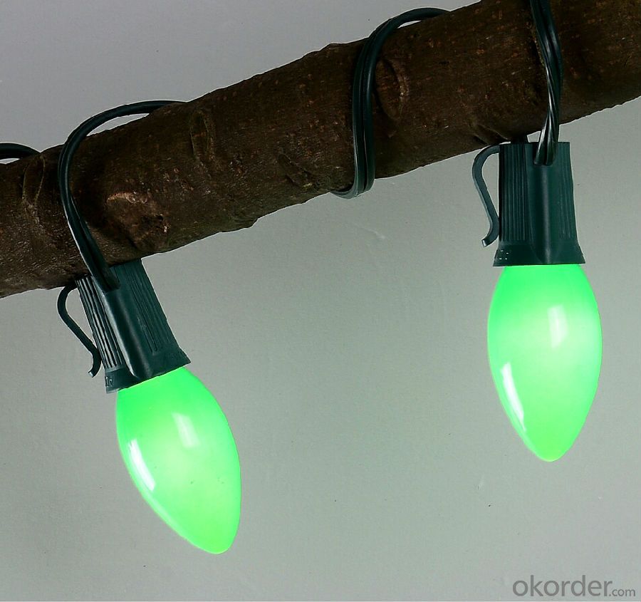 Pale Green C7 LED Incandescent Bulb Light String for Outdoor Indoor Christmas Halloween Decoration