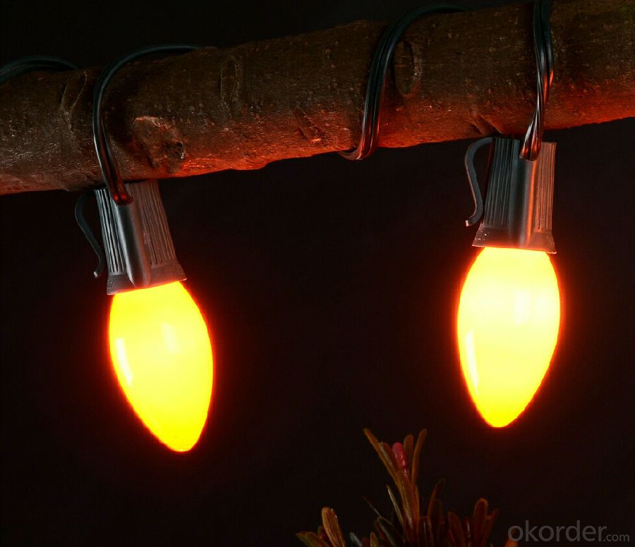 New Yellow C7 LED Incandescent Bulb Light String for Outdoor Indoor Christmas Holiday Decoration