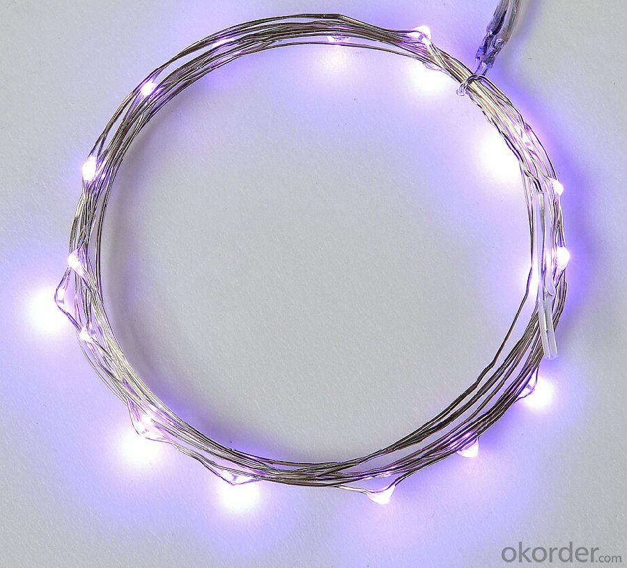 Outdoor Indoor Clear Purple Copper Wire String Lights for Wedding Christmas Decoration